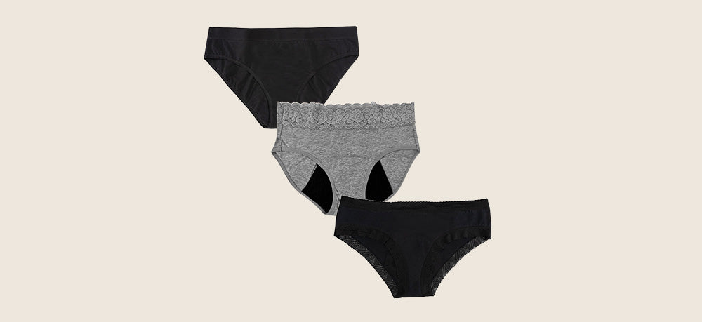 Pack of 2 washable menstrual panties in organic bamboo cotton, Bianca.