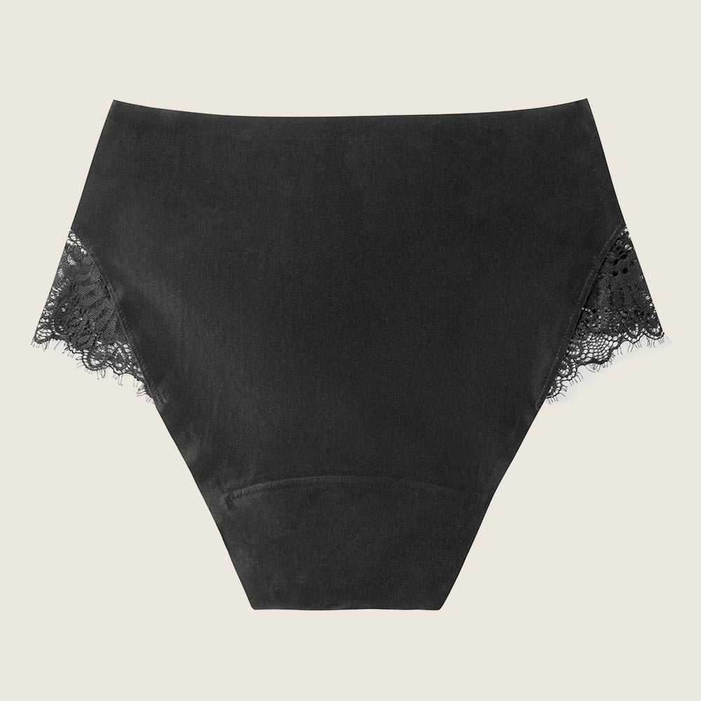 Lilova Period Proof Underwear Leak Free Menstrual Panty Built In Absorbent Undies Best Cycle Protection Panties Brief Seamless Soft-Brushed Cloud High-Waist #color_black