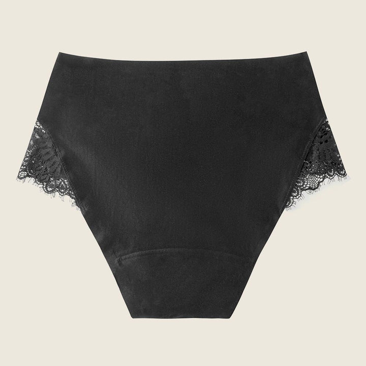 Lilova Period Proof Underwear Leak Free Menstrual Panty Built In Absorbent Undies Best Cycle Protection Panties Brief Seamless Soft-Brushed Cloud High-Waist #color_black