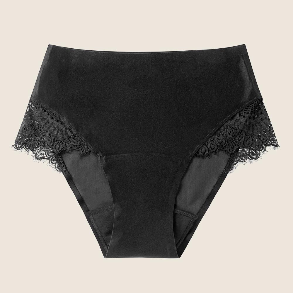 Lilova Period Proof Underwear Leak Free Menstrual Panty Built In Absorbent Undies Best Cycle Protection Panties Brief Seamless Soft-Brushed Cloud High-Waist #color_black