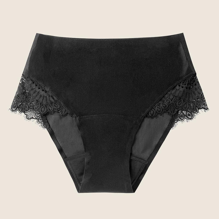 Lilova Period Proof Underwear Leak Free Menstrual Panty Built In Absorbent Undies Best Cycle Protection Panties Brief Seamless Soft-Brushed Cloud High-Waist #color_black