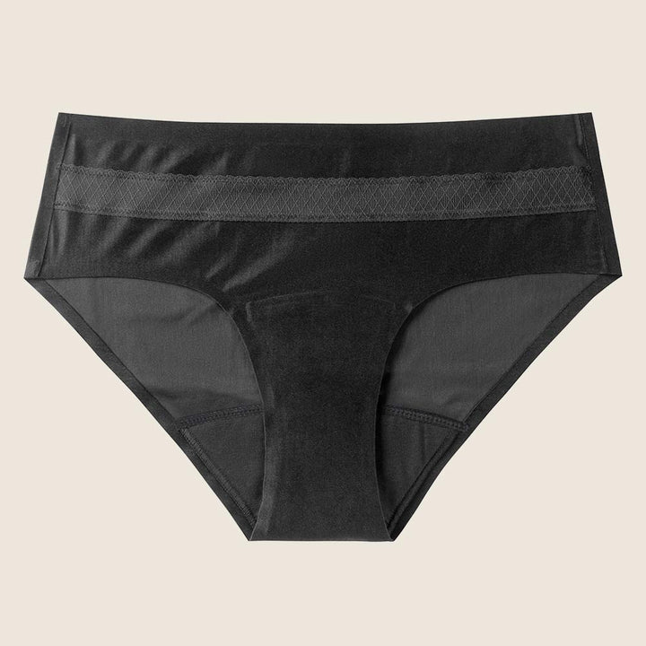 Lilova Period Proof Underwear Leak Free Menstrual Panty Built In Absorbent Undies Best Cycle Protection Panties Brief Seamless Soft-Brushed Cloud Hipster #color_black