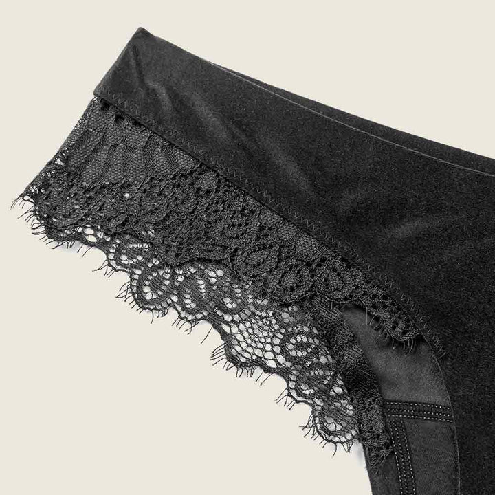 Lilova Period Proof Underwear Leak Free Menstrual Panty Built In Absorbent Undies Best Cycle Protection Panties Brief Seamless Soft-Brushed Cloud Thong #color_black