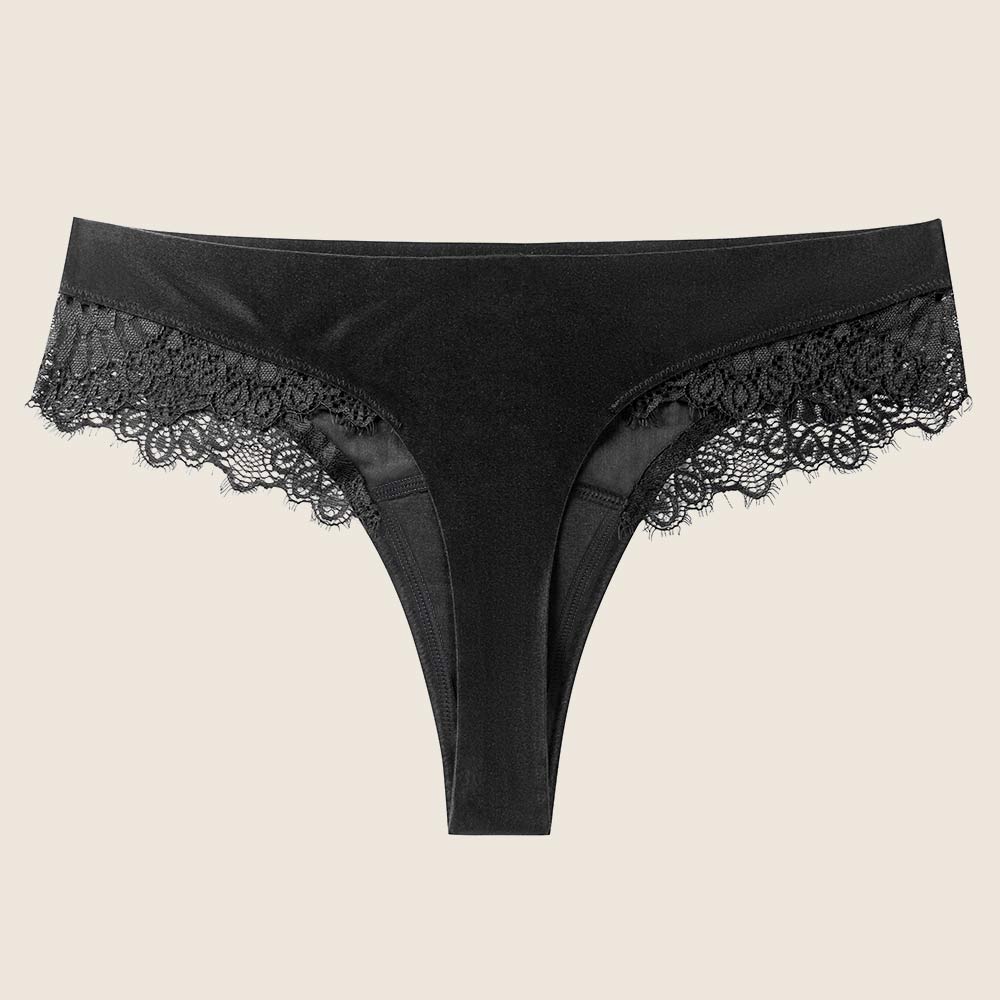 Lilova Period Proof Underwear Leak Free Menstrual Panty Built In Absorbent Undies Best Cycle Protection Panties Brief Seamless Soft-Brushed Cloud Thong #color_black