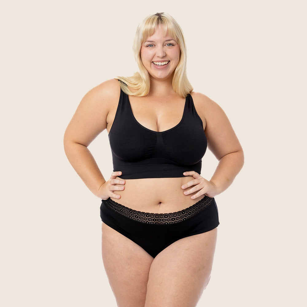 Lilova Period Proof Underwear Leak Free Menstrual Panty Built In Absorbent Undies Best Cycle Protection Panties Brief Avery Cotton hip hugger #color_black