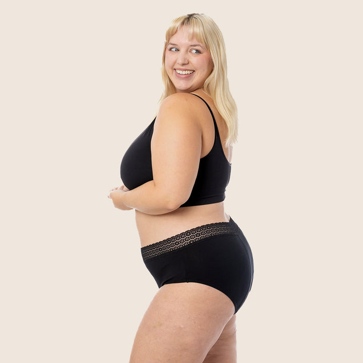 Lilova Period Proof Underwear Leak Free Menstrual Panty Built In Absorbent Undies Best Cycle Protection Panties Brief Avery Cotton hip hugger #color_black