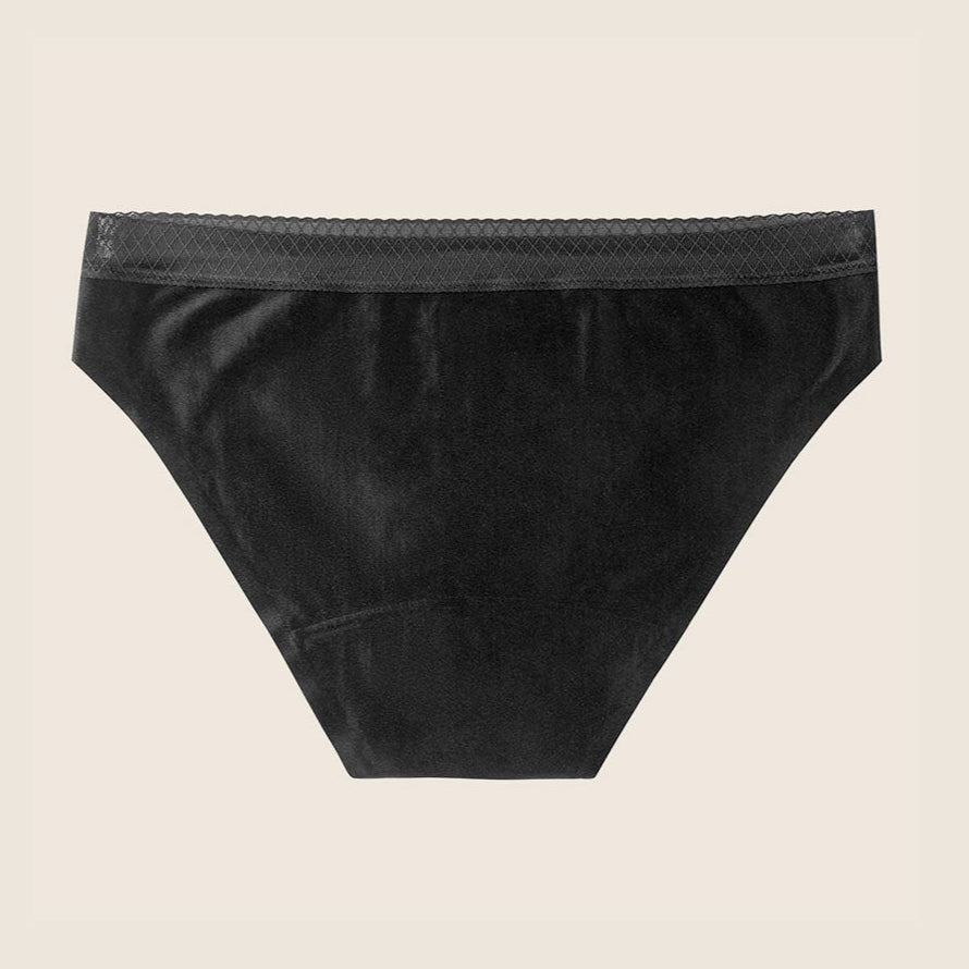 Lilova Period Proof Underwear Leak Free Menstrual Panty Built In Absorbent Undies Best Cycle Protection Panties Brief Seamless Soft-Brushed Cloud Bikini #color_black