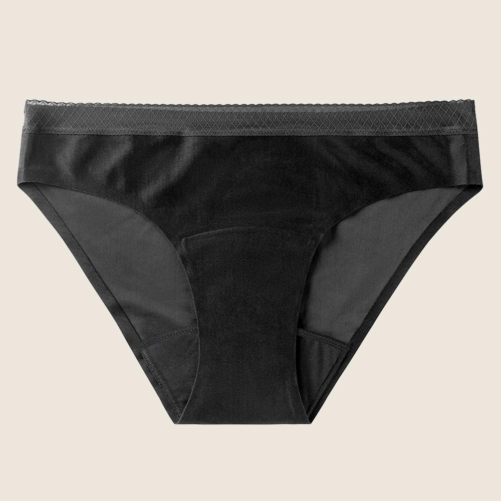 Lilova Period Proof Underwear Leak Free Menstrual Panty Built In Absorbent Undies Best Cycle Protection Panties Brief Seamless Soft-Brushed Cloud Bikini #color_black