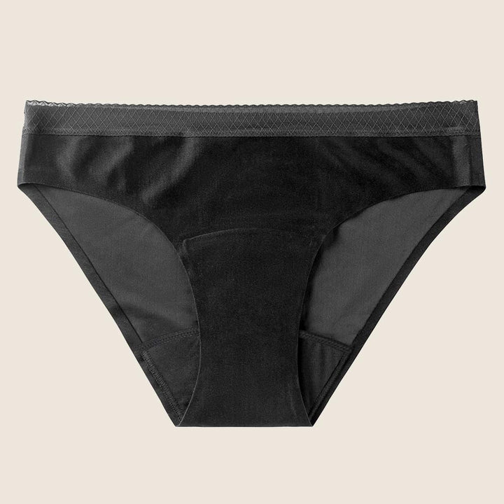 Lilova Period Proof Underwear Leak Free Menstrual Panty Built In Absorbent Undies Best Cycle Protection Panties Brief Seamless Soft-Brushed Cloud Bikini #color_black