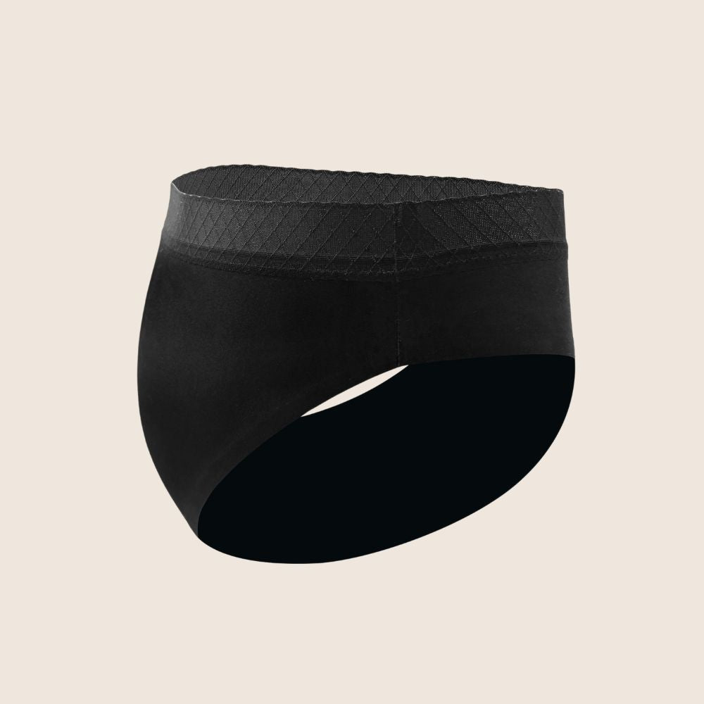 Lilova Period Proof Underwear Leak Free Menstrual Panty Built In Absorbent Undies Best Cycle Protection Panties Brief Seamless Soft-Brushed Cloud Bikini #color_black