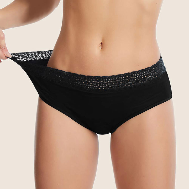 Lilova Period Proof Underwear Leak Free Menstrual Panty Built In Absorbent Undies Best Cycle Protection Panties Brief Avery Cotton hip hugger #color_black