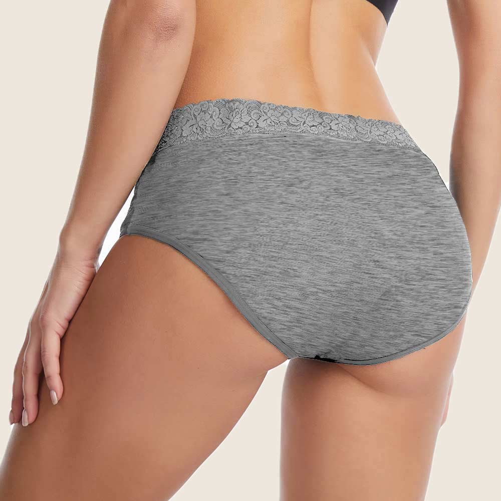 Lilova Period Proof Underwear Leak Free Menstrual Panty Built In Absorbent Undies Best Cycle Protection Panties Brief Avery Cotton hip hugger #color_grey