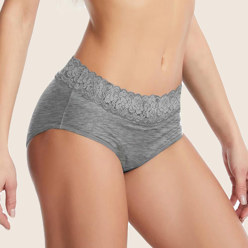 Lilova Period Proof Underwear Leak Free Menstrual Panty Built In Absorbent Undies Best Cycle Protection Panties Brief Avery Cotton hip hugger #color_grey