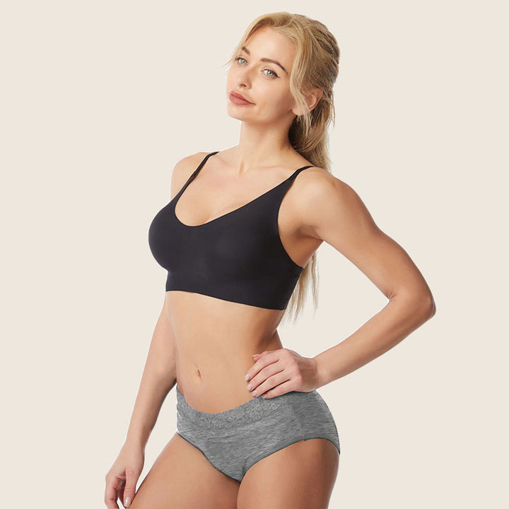 Lilova Period Proof Underwear Leak Free Menstrual Panty Built In Absorbent Undies Best Cycle Protection Panties Brief Avery Cotton hip hugger #color_grey