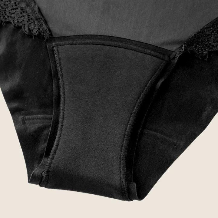 Lilova Period Proof Underwear Leak Free Menstrual Panty Built In Absorbent Undies Best Cycle Protection Panties Brief Seamless Soft-Brushed Cloud High-Waist #color_black