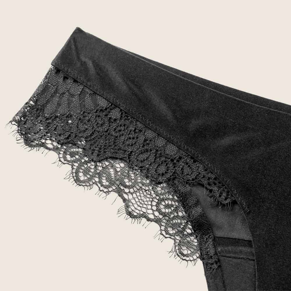 Lilova Period Proof Underwear Leak Free Menstrual Panty Built In Absorbent Undies Best Cycle Protection Panties Brief Seamless Soft-Brushed Cloud Thong #color_black