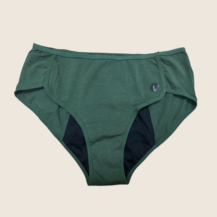 Lilova Period Proof Underwear Leak Free Menstrual Panty Built In Pad Absorbent Undies Best Cycle Protection Panties Teen Teenager Tween Sloane Organic Cotton Hipster #color_green