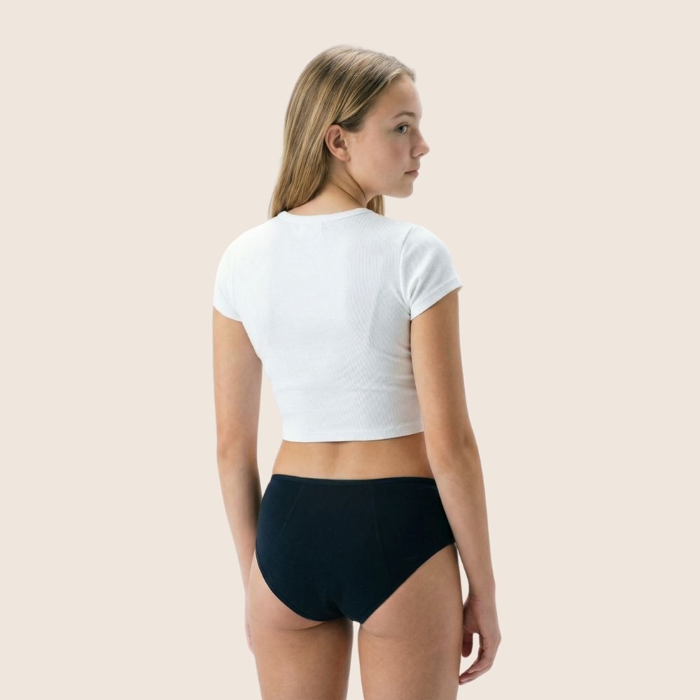 Lilova Period Proof Underwear Leak Free Menstrual Panty Built In Pad Absorbent Undies Best Cycle Protection Panties Teen Teenager Tween Sloane Organic Cotton Hipster #color_black