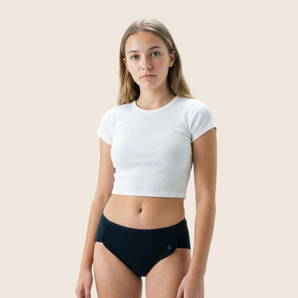 Lilova Period Proof Underwear Leak Free Menstrual Panty Built In Pad Absorbent Undies Best Cycle Protection Panties Teen Teenager Tween Sloane Organic Cotton Hipster #color_black