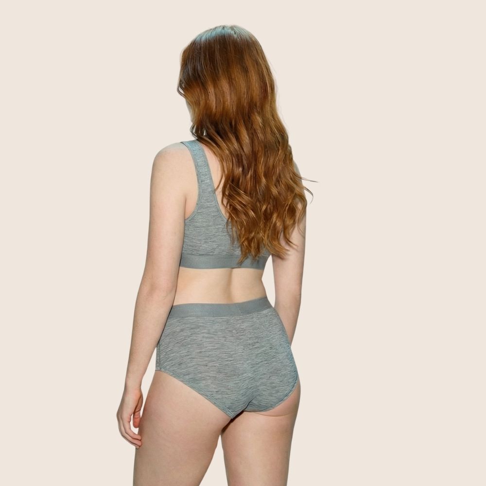 Lilova Period Proof Underwear Leak Free Menstrual Panty Built In Absorbent Undies Best Cycle Protection Panties Jade Cotton Brief heavy absorbency #color_grey
