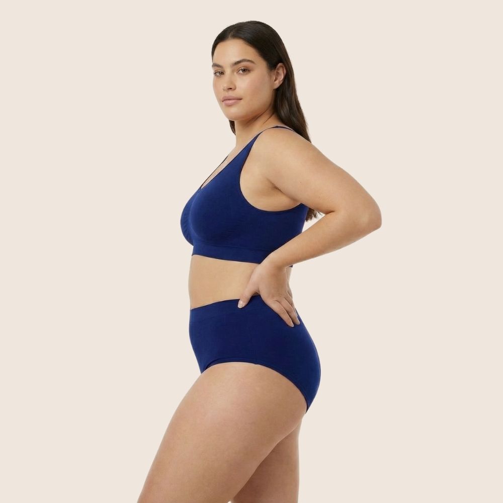 Lilova Period Proof Underwear Leak Free Menstrual Panty Built In Absorbent Undies Best Cycle Protection Panties Jade Cotton Brief heavy absorbency #color_navy