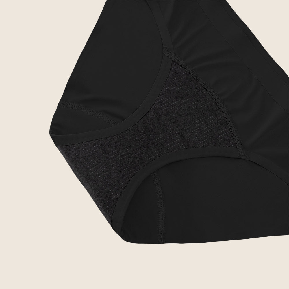 Lilova Period Proof Underwear Leak Free Menstrual Panty Built In Absorbent Undies Best Cycle Protection Panties heavy absorbency Brief Seamless Second Skin Bikini #color_black