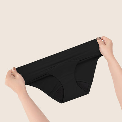Lilova Period Proof Underwear Leak Free Menstrual Panty Built In Absorbent Undies Best Cycle Protection Panties heavy absorbency Brief Seamless Second Skin Bikini #color_black