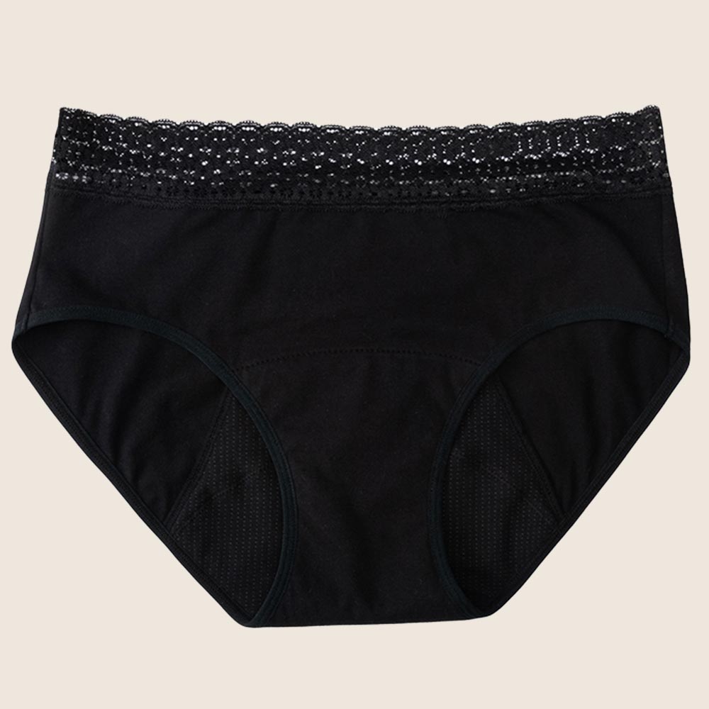Lilova Period Proof Underwear Leak Free Menstrual Panty Built In Absorbent Undies Best Cycle Protection Panties Brief Avery Cotton hip hugger #color_black